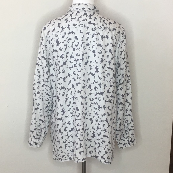 J. Jill  Linen Essential Floral button-down Medium Petite - Picture 9 of 9